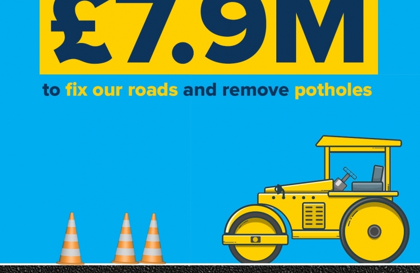 Info Graphic - £7.9m to MK Council for potholes