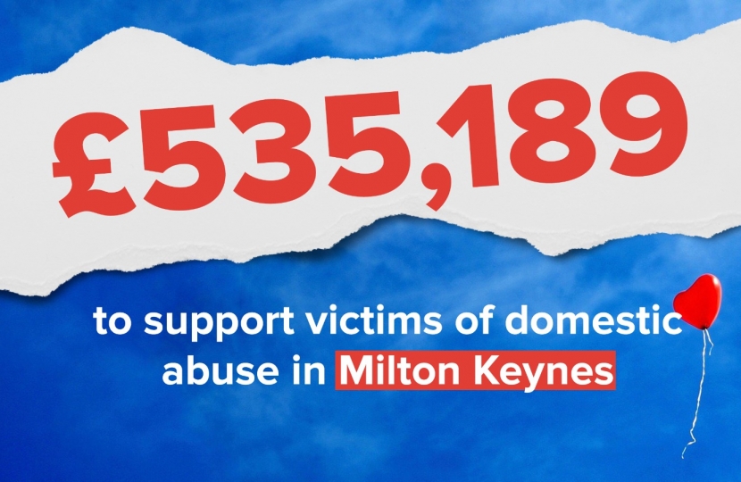 Info Graphic - £535k for MK Council to support domestic abuse victims