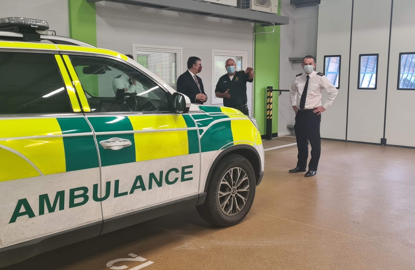 Iain Stewart with an ambulance
